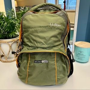 L.L BEAN Backpack Green Orange Black Camping Hiking School Unisex